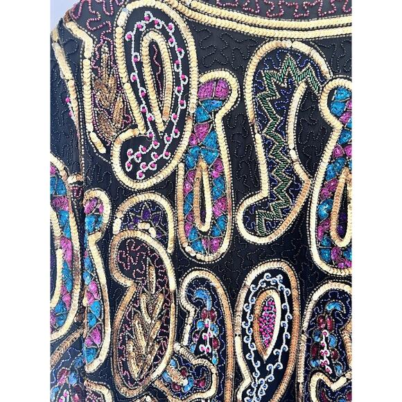 Laurence Kazar Vintage Silk Evening Tunic LARGE Beaded Sequined Glam EUC *READ - Picture 7 of 12